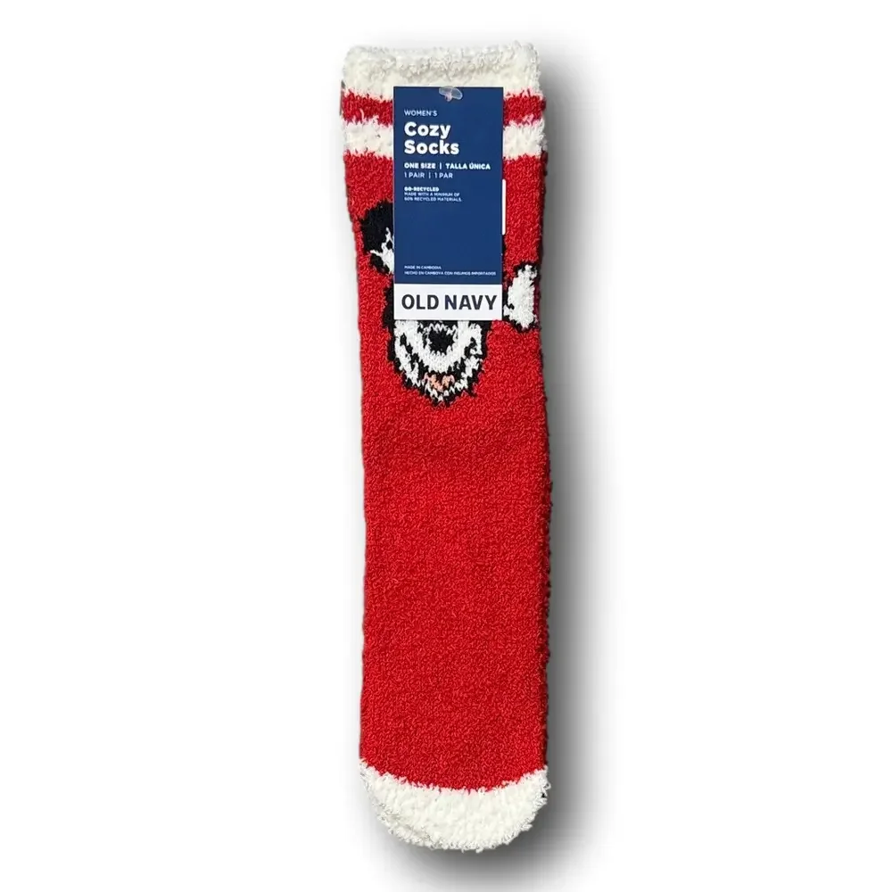 3/$20 Disney Mickey Mouse Christmas Holiday Funny Novelty Cozy Socks - NWT
